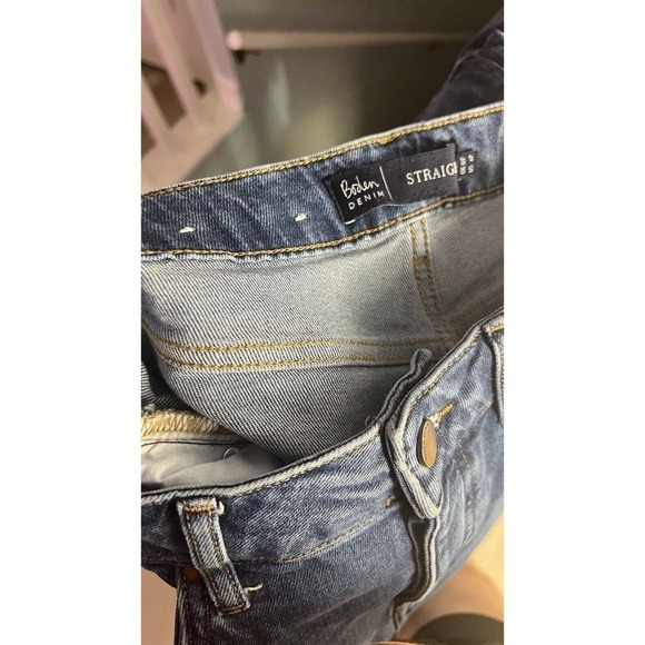 Boden Denim Straight Leg Button Fly Raw Hem High Rise Crop Leg Jeans Sz 6 Petite - Picture 9 of 10